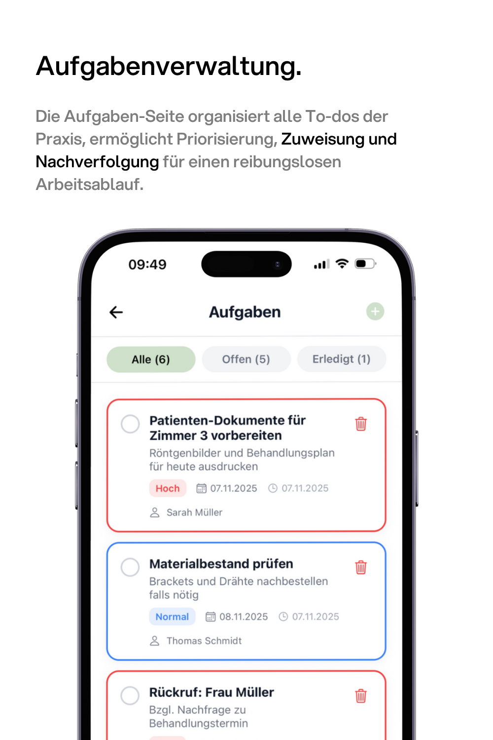 kaya - Aufgabenverwaltungsseite